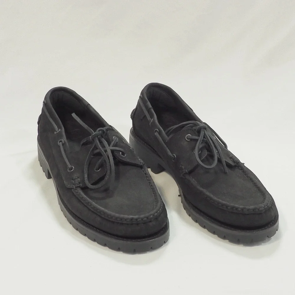 Thursday Boot Co Handsewn Loafer Men 9.5 Black Matte Leather Boat Shoe Lug Sole